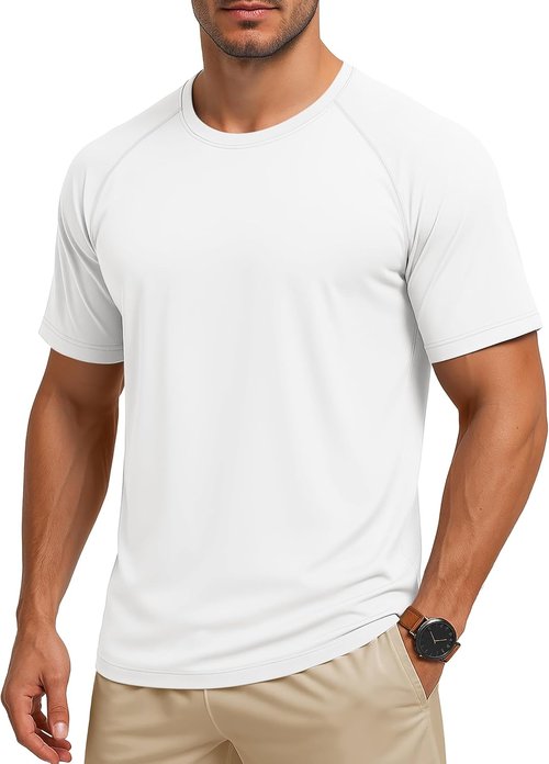 MAGCOMSEN Men's UPF 50+ Sun Protection Athletic T-Shirt - Quick Dry Hiking & Running Rash Guard