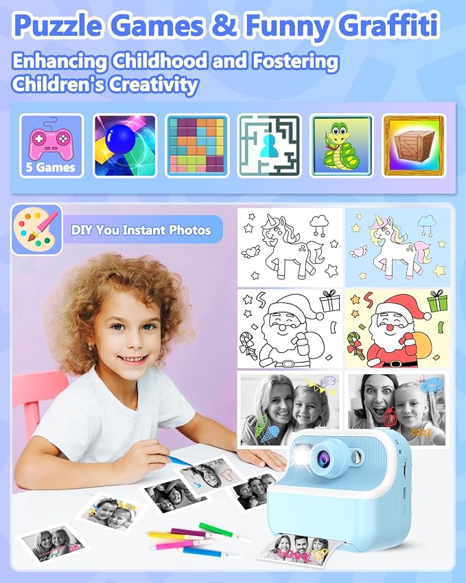Kids Camera Instant Print, Christmas Birthday Gifts