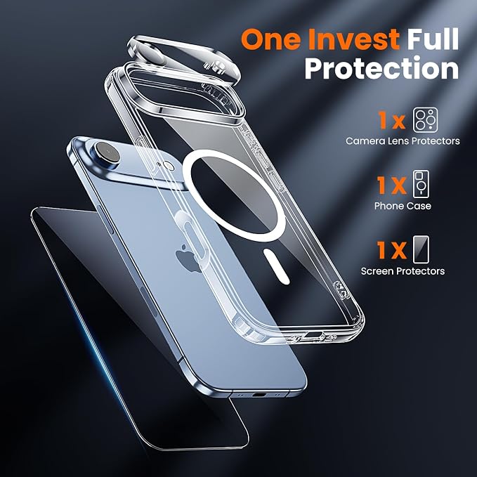 toushion 3 in 1 for iPhone Air Case Clear, Fits MagSafe, Not Yellowing