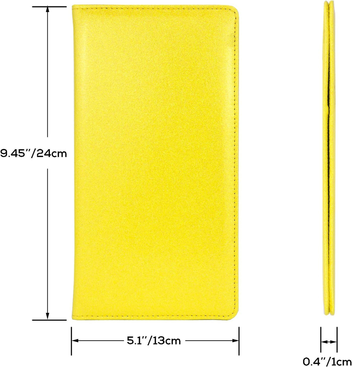 Leather Car Registration and Insurance Holder Magnetic Shut, Glitter Yellow