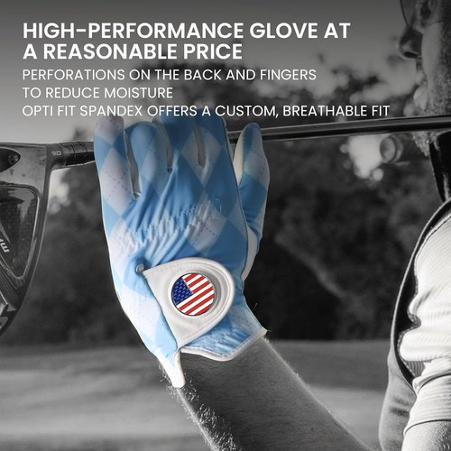 FINGER TEN Golf Gloves for Men - Stylish Patterns & Breathable Design | Comfortable All-Weather Grip, Sizes S-XL