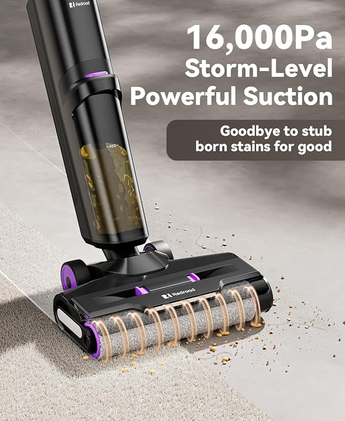 Redroad Wet Dry Vacuum Cleaner 16,000Pa,50Mins Runtime Cleaning Area 3,013 ft²,Cordless Vacuum Cleaner, Cordless Vacuum and Mop All in One,for Hard Floors Sticky Messes and Pet Hair,H15 Set