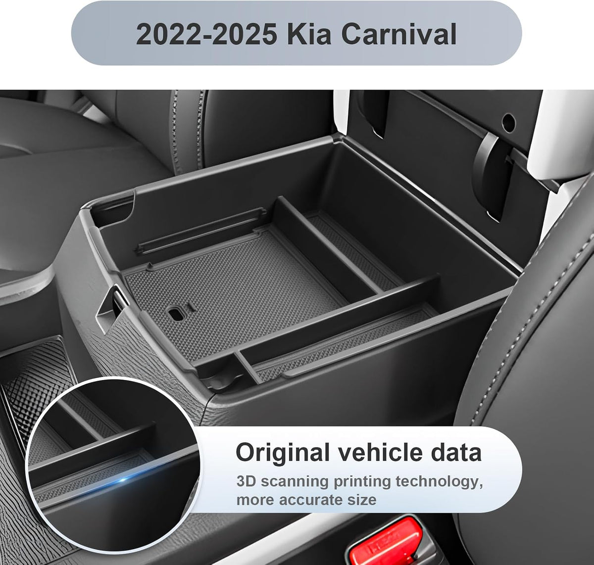 SKTU for 2025 2026 2027 Kia Carnival Center Console Organizer 2025-2027 Carnival (LX/LXS/EX/SX/SX Prestige) Console Tray Kia Carnival 2025 2026 2027 Accessories Armrest Storage Box with Coins Holder