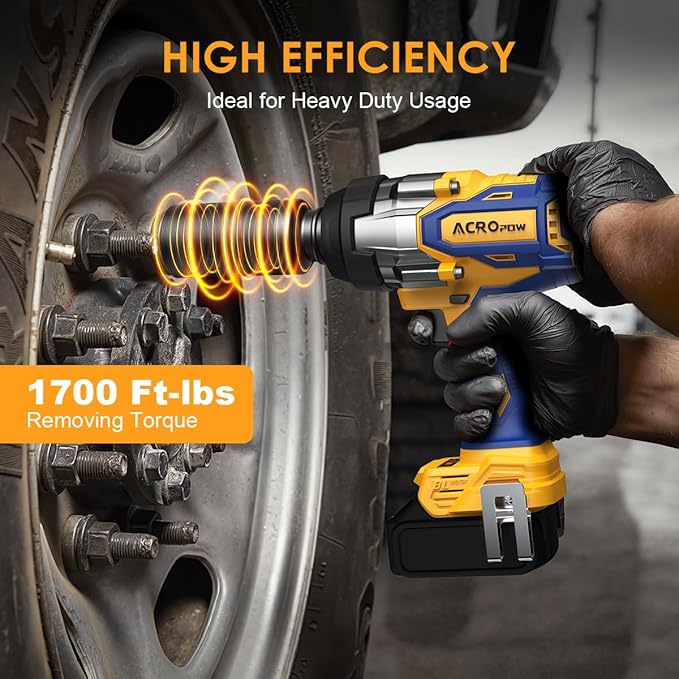 Cordless Impact Wrench Compatible with DEWALT 20V MAX Battery， 1/2” 1700FT-LBS Brushless High Torque Impact Driver, Auto-Stop Reverse, Variable Speed Heavy Duty Impact Gun(Bare Tool)