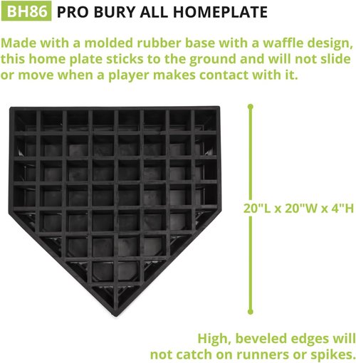 Champion Sports Universal Homeplate - Durable Molded Rubber with Metal Bottom & Ground Anchor Spikes