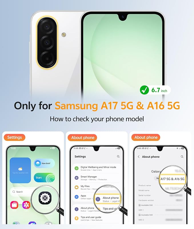 FNTCASE for Galaxy A17/A16 5G Phone Case: for Samsung A17 Cases Matte