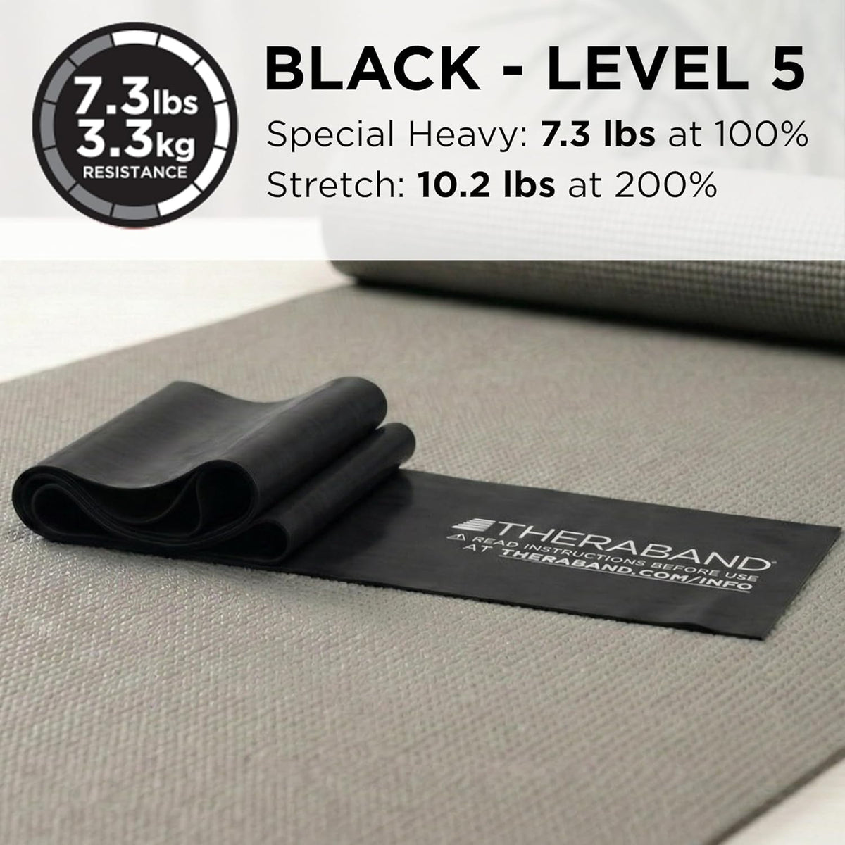 TheraBand Professional Latex Resistance Bands - 6 Ft Heavy Elastic Band for Exercise & Therapy | Black