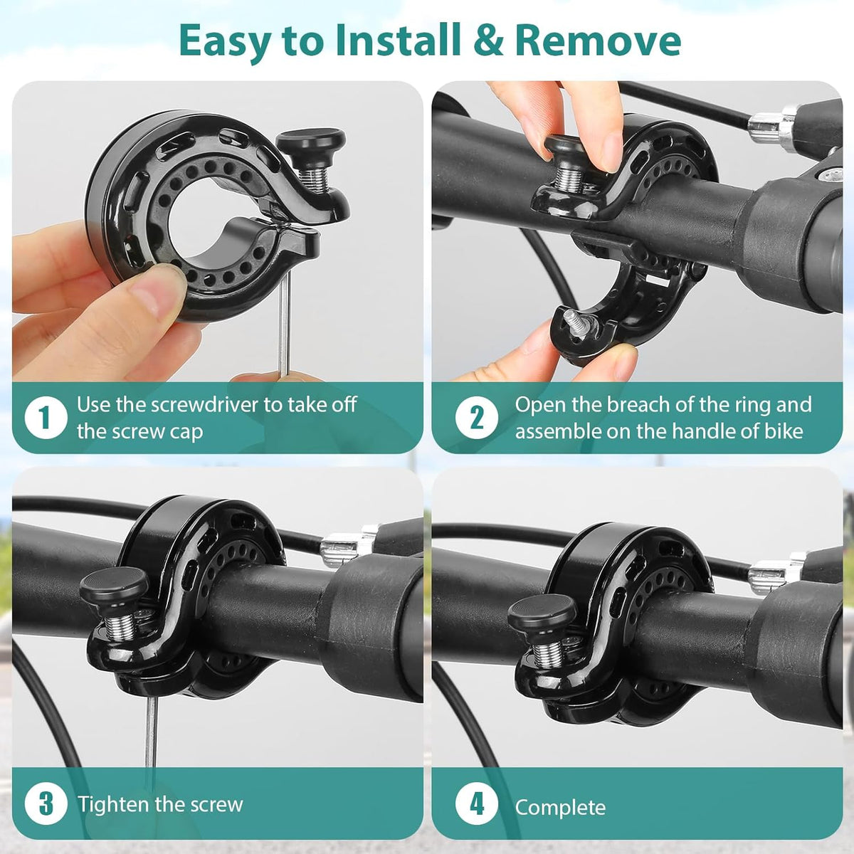 Topcrown Bike Bell - High-Volume Aluminum Alloy Bicycle Horn | Fits 22.2-31.8mm Handlebars