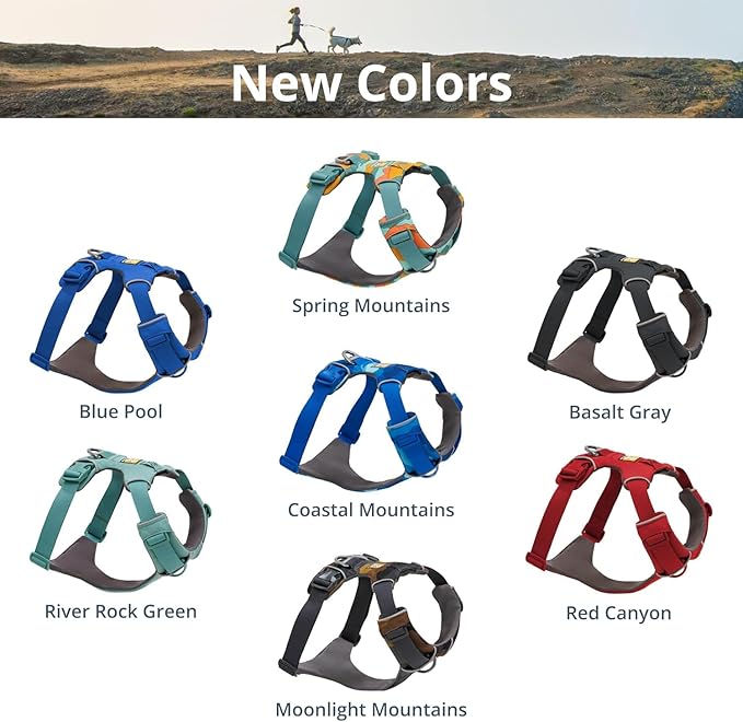 Ruffwear, Front Range Dog Harness, Reflective Soft Padded Harness with Dual Leash Clips, Adjustable and Lightweight Fit for Training or Walking for All Dogs, Moonlight Mountains, Large/X-Large