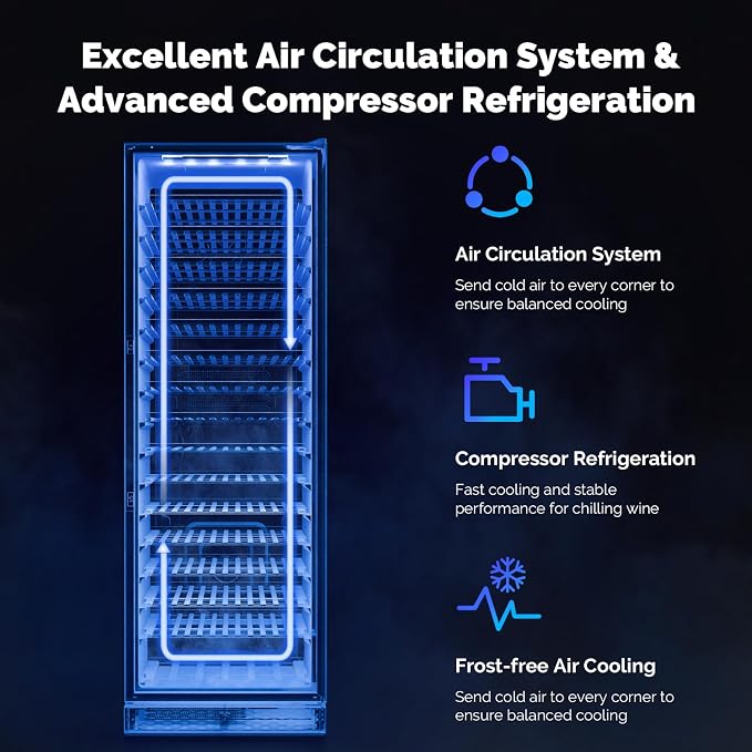 ROVSUN 24'' Wine Cooler Refrigerator, 171 Bottles Wine Fridge with Professional Temperature Control System, Large Capacity Built-in Wine Cellar with Touch Panel Control for Wine Enthusiast, Restaurant