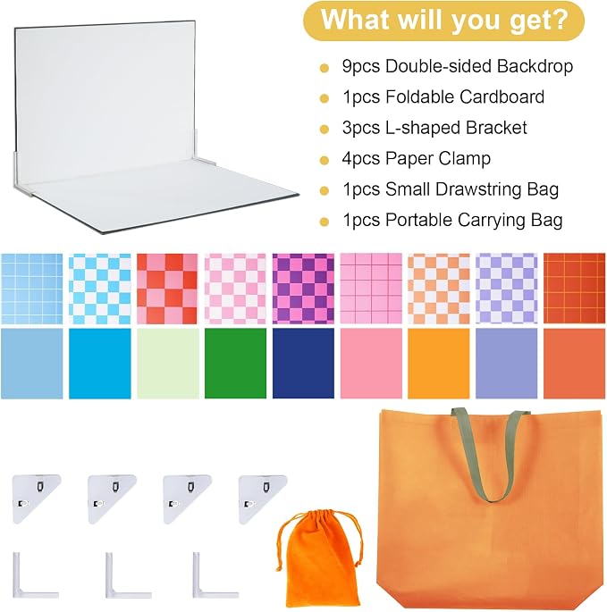 Meking 9Pcs 18Patterns Product Photography Backdrops Kit Photo Backdrop Boards
