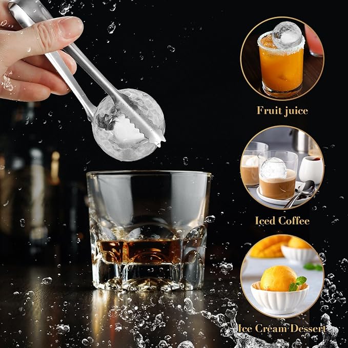 Novelty Golf Ball Ice Maker Mold Set of 2, Funny Golf Gifts for Men Golfers, 2.5" Large Sphere Round Ice Cube Molds for Whiskey, Bourbon, Cocktails
