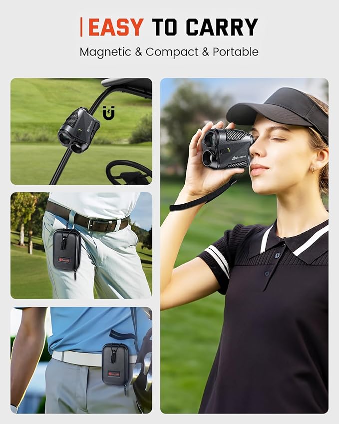 Golf Rangefinder with Slope -1500 Yards Laser Range Finder Golf for Hunter, High-Precision Flag Pole Locking Vibration, 7X Magnification, USB-C Rechargeable Rangefinders Magnet Strip