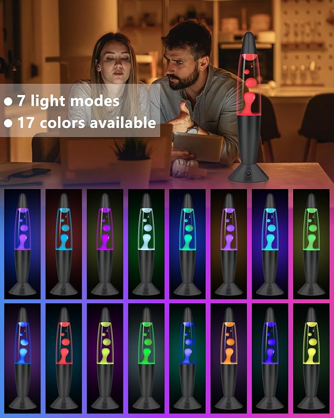 Color Changing Black Liquid Motion Lamps: 17 Colors LED Night Light for Adults with Remote & Timer, Smart Ambient Mood Lighting for Bedroom Office, Novelty Cool Christmas Birthday Gifts, 13 Inch