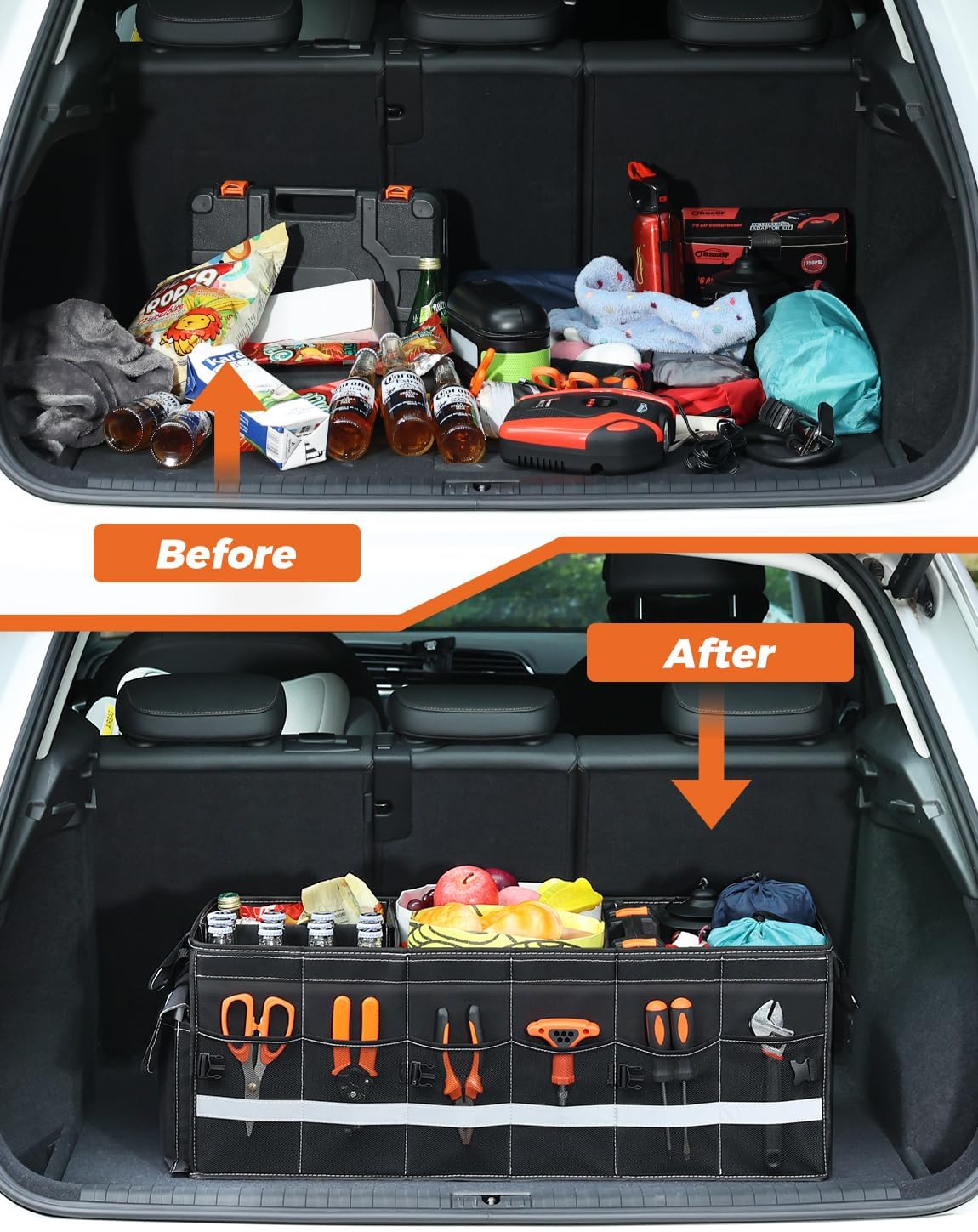 Oasser Car Trunk Organizer for SUV 75L Collapsible 4 Compartment Storage, Foldable Organizer Car Accessories for Women/Men