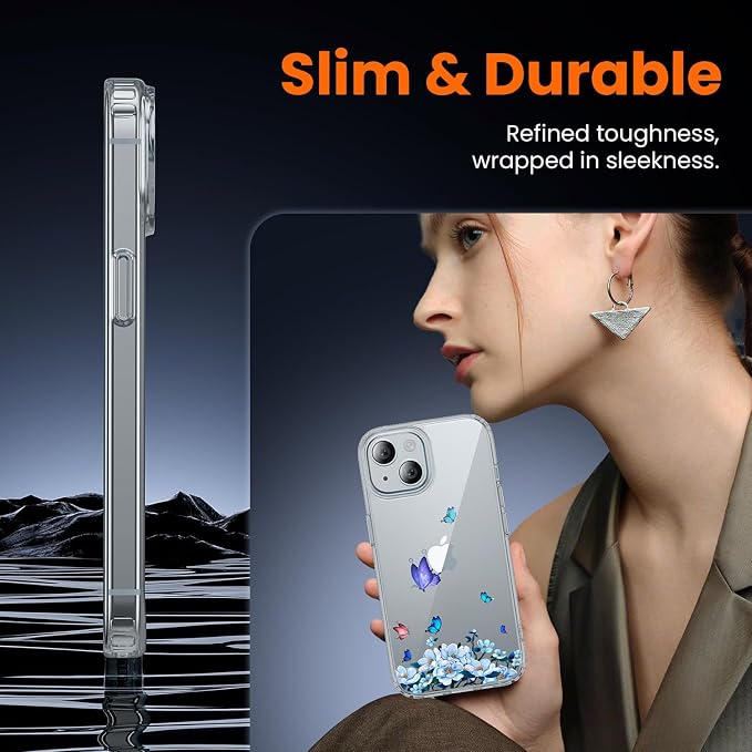 toushion 3 in 1 for iPhone 15 Plus Case Clear Printed Design |