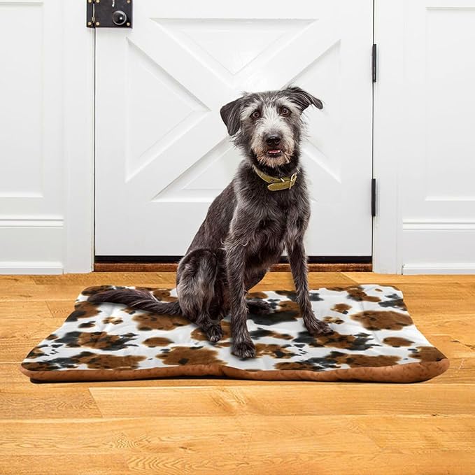 Cow Print Tie Dye Pet Bed Cute Dog Bed Mat Absorbing Non Slip Pad Pet Sleeping Mat for Small, Medium, and Large Dogs Puppy Cat 24 in x 18 in