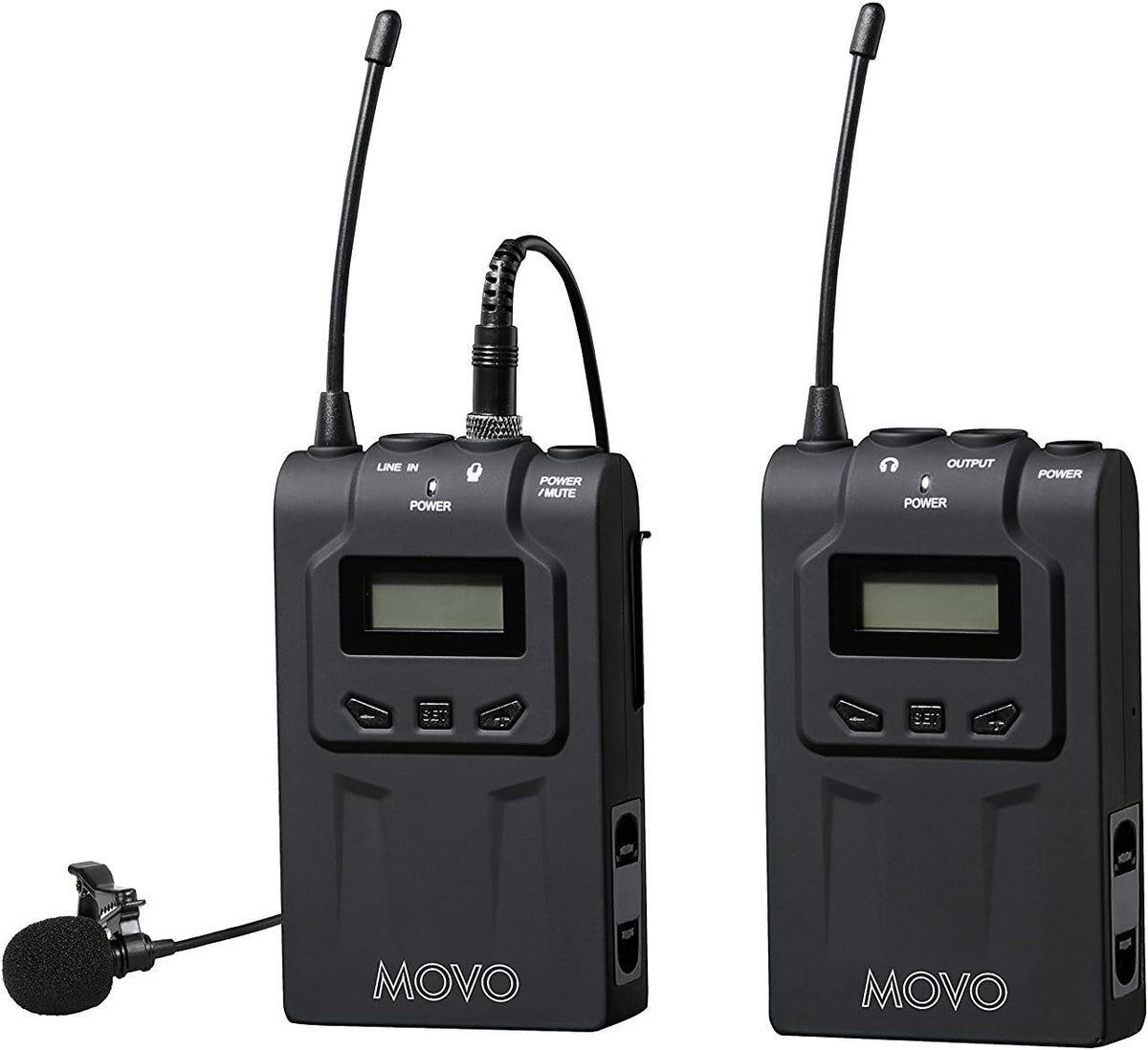 Movo WMIC70 Wireless Lavalier Microphone System - 48 Channel UHF Lapel Mic System with Cordless Mic, 3.5mm XLR Output, and Carrying Case (328-foot Range) - Lavalier Wireless Microphone System