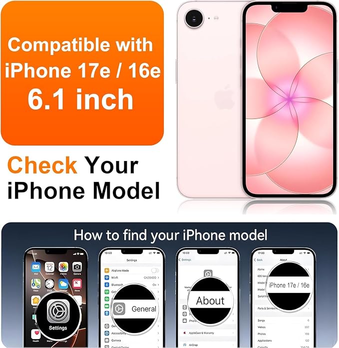 Magnetic Glossy Case for iPhone 17e, iPhone17e/16e Phone Case Slim Clear Luxury