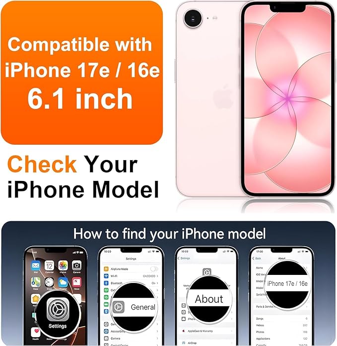 Magnetic Glossy Case for iPhone 17e, iPhone17e/16e Phone Case Slim Clear Luxury