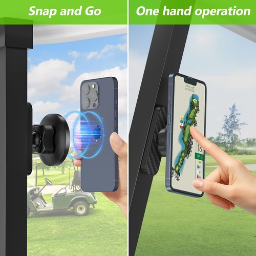 AISIKA Magnetic Golf Cart Phone Holder Compatible with MagSafe iPhone and Android Fits EZGO, Club Car, Yamaha, Icon, Golf Cart Accessories Valentines Day Gifts for Him Men Women Golfers