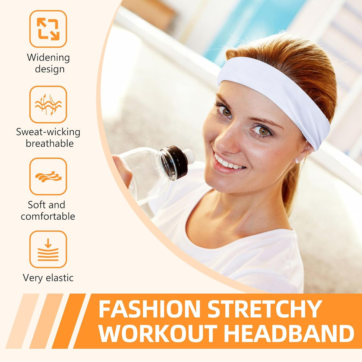 Skiennix 8PCS Non-Slip Sports Headbands - Soft Elastic Design for Sweat Absorption | Ideal for Workouts & Travel