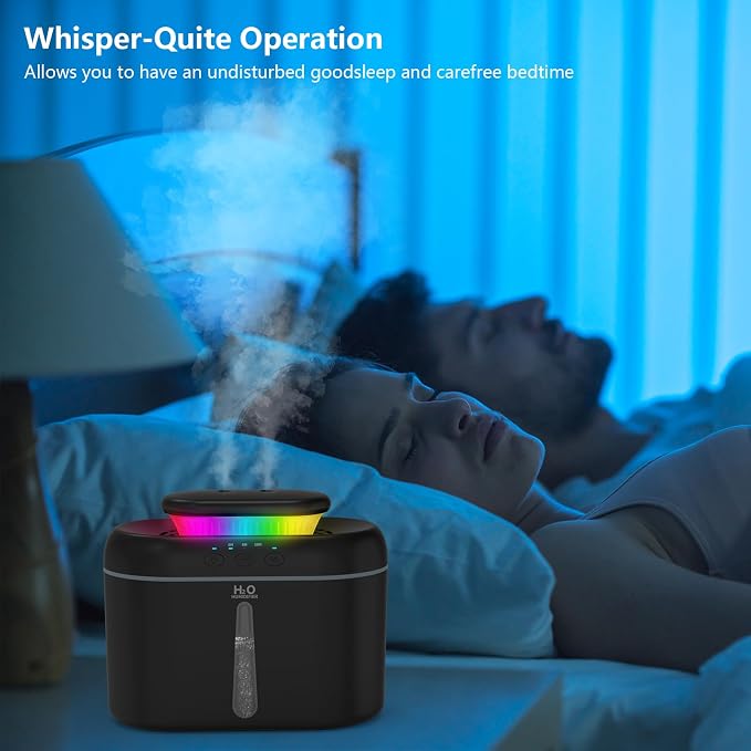 SZO Humidifiers for Bedroom, 2.5L Capacity, Auto Shut-Off, Easy to Fill & Clean, 16 dB Quiet Ultrasonic Humidifier for Large Room, Plants, Baby Nursery, Indoor, Night Light(Black)