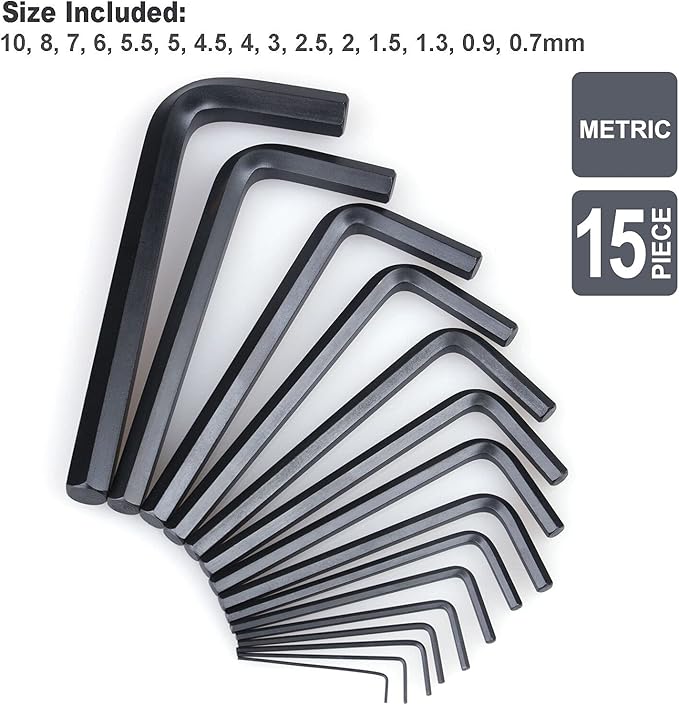 EFFICERE 30-Piece Premium Hex Key Allen Wrench Set, SAE and Metric Assortment, L Shape, Chrome Vanadium Steel, Precise and Chamfered Tips | SAE 0.028-3/8 inch, Metric 0.7-10 mm | In Storage Case