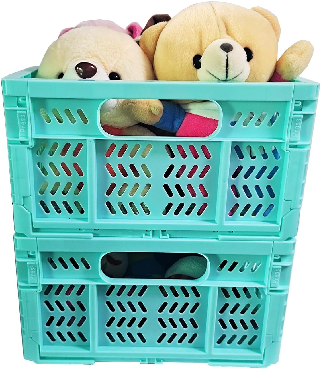 20L Folding Crate, 4Pack Plastic Storage Baskets Organizer for Home and Office,Collapsible Storage Crates for Home Office and Outdoor Organizer. (Mix Colors)