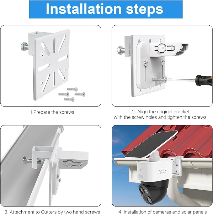 Gutter Mount for eufy Security Solocam S340 Solar Security Camera
