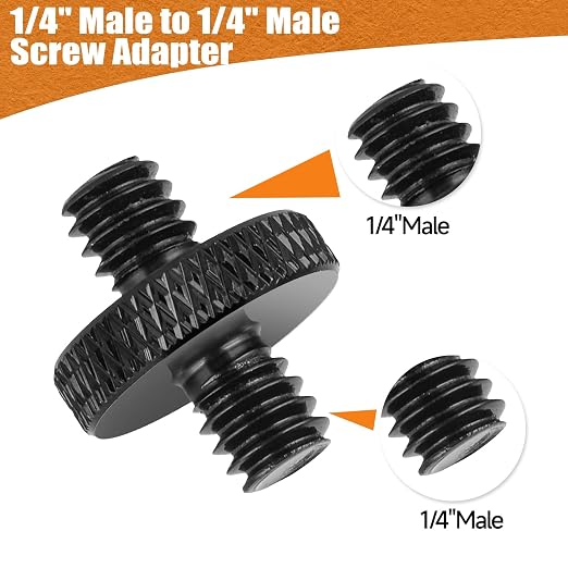 1/4" Male to 1/4" Male Tripod Screw, Double Head Converter Precision Made