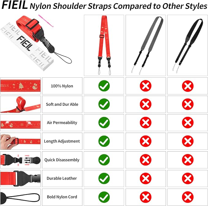 FIEIL 5Pcs Christmas iPad Strap, Adjustable Camera Neck Strap, Comfortable