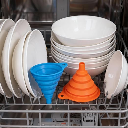 Kitchen Funnels for Filling Bottles, Silicone Small and Large Funnel Set, Foldable Silicone Collapsible Funnels for Filling Water Bottle Liquid, Kitchen Gadgets Accessories (6)