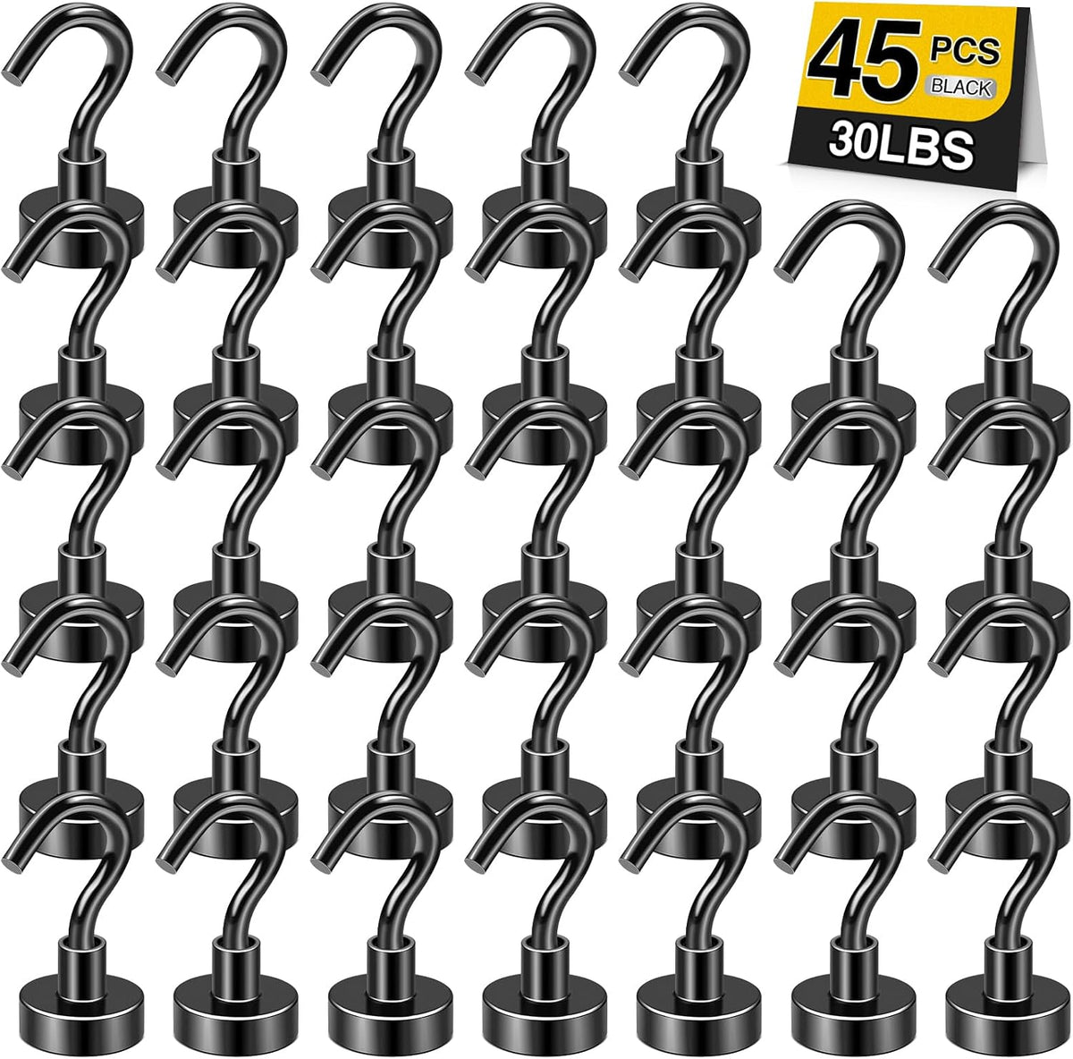 DIYMAG Magnetic Hooks 45pcs 30lbs Cruise Essentials 2026 Magnet Hook Black