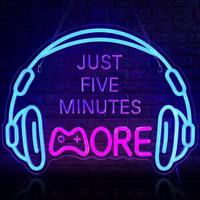 Gaming Neon Sign, Large Bright and Dimmable Colored LED Headset Gamer Neon