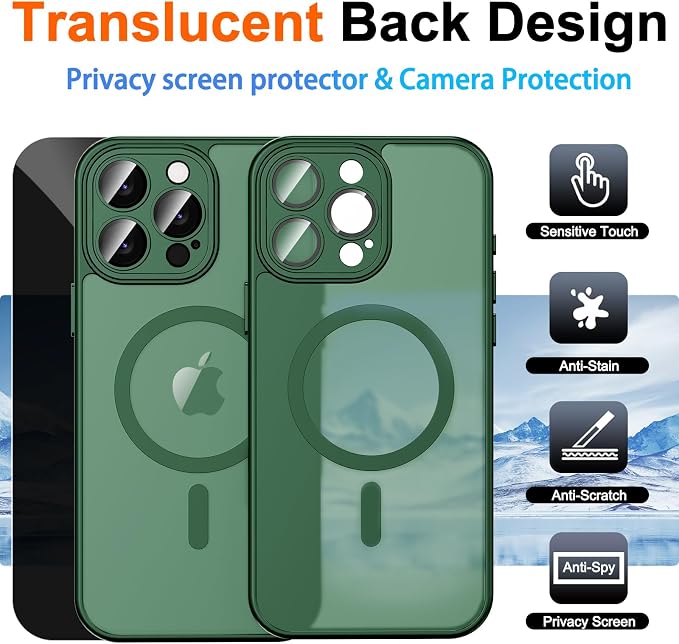 for iPhone 16 Pro Case with Privacy Screen Protector and Camera Protection