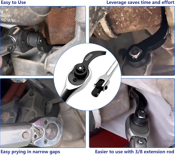 Pry Bar Wrench Adaptor Head, Crowbar Adapter Head Tool, Half Shaft Removal Car Repairing Tools 3/8" Drive