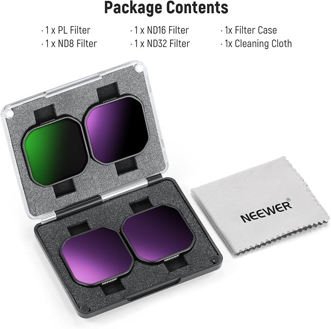 NEEWER 4 Pack ND & Polarizer Filters Compatible