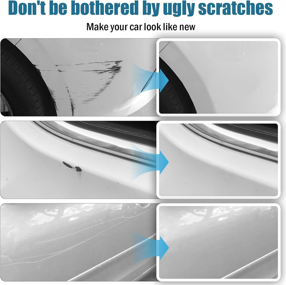 White Car Paint Touch Up, Car Scratch Repair Pen, Color Accurate Automotive Paint with Varnish Clear Coat Pen Quick and Easy Fix Vehicles Chip Rim Scuff Repair