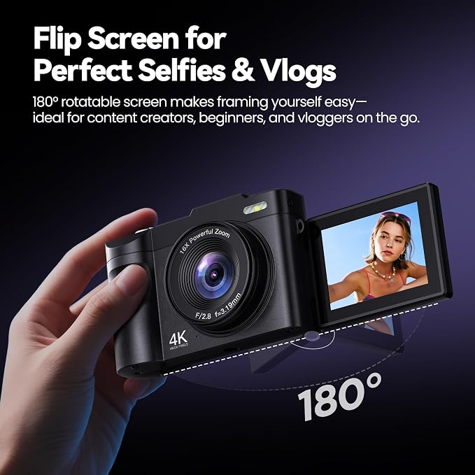 Digital Camera 4K for Photography Vlogging: 50MP Cameras for Video