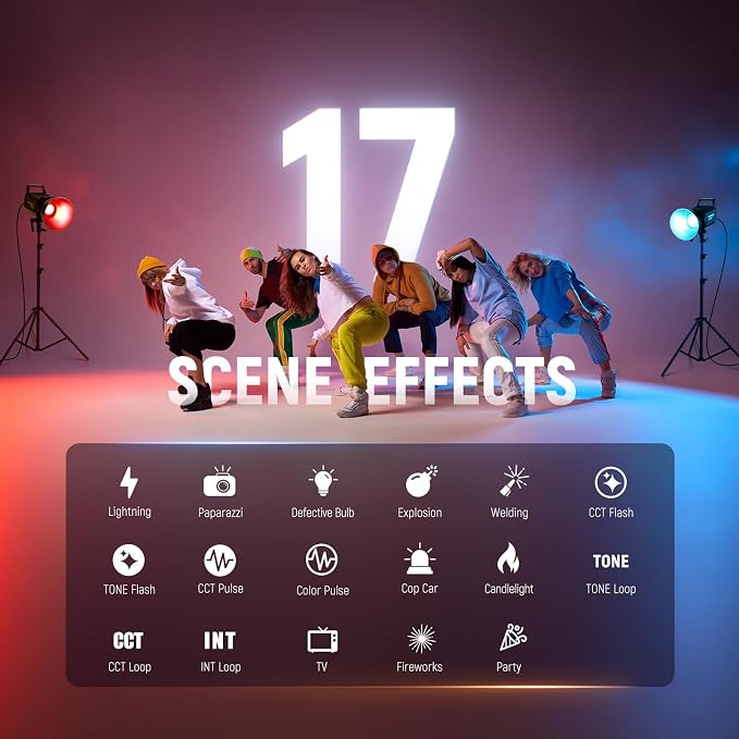 NEEWER 130W RGB LED Video Light APP/2.4G Control 17 Effects, 2500-7500K