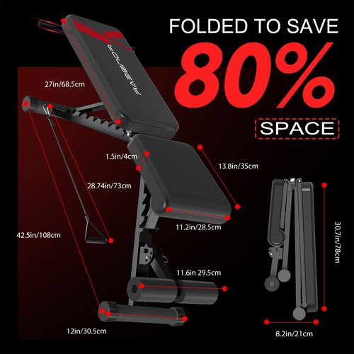 FONBEAR Adjustable Weight Bench, 660LBS Foldable Workout Bench for Full Body Strength Training, Multifunctional Bench Press Incline Decline Bench - Great for Beginners and Professional Use