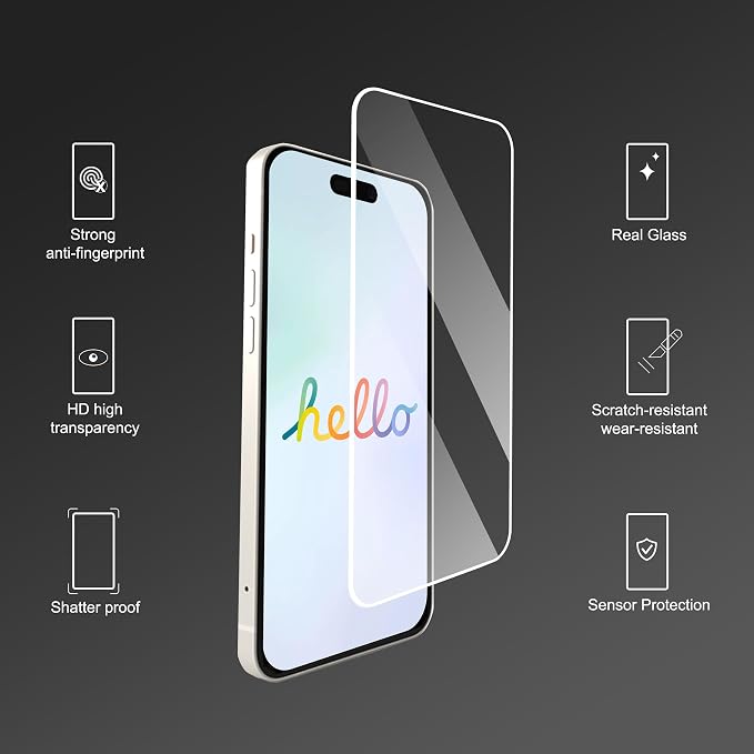 Ailun 3 Pack Screen Protector for iPhone 16 Plus + 3 Pack Camera Lens Protector