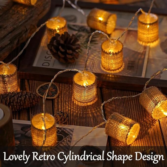 Fielegen 2 Meter 10 LED Retro String Lights Battery Operated Indoor Bedroom Vintage Themed Decorative Fairy Lights for Home Garden Wedding Birthday Party Decor Festival Atmosphere Lights (Warm White)