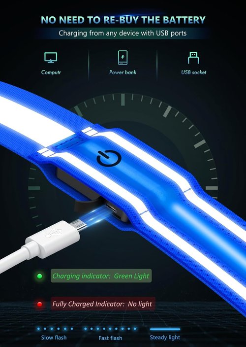 Fokia Kunbio LED Reflective Belt - Night Safety Gear for Runners & Walkers | Light-Up Design