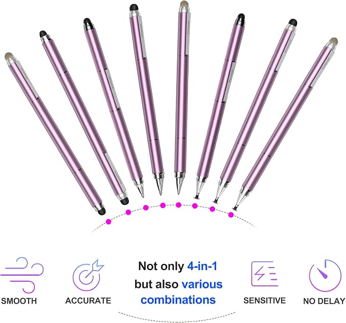 Penyeah 4-in-1 Stylus Pen for Touchscreens, Versatile Capacitive Stylus for