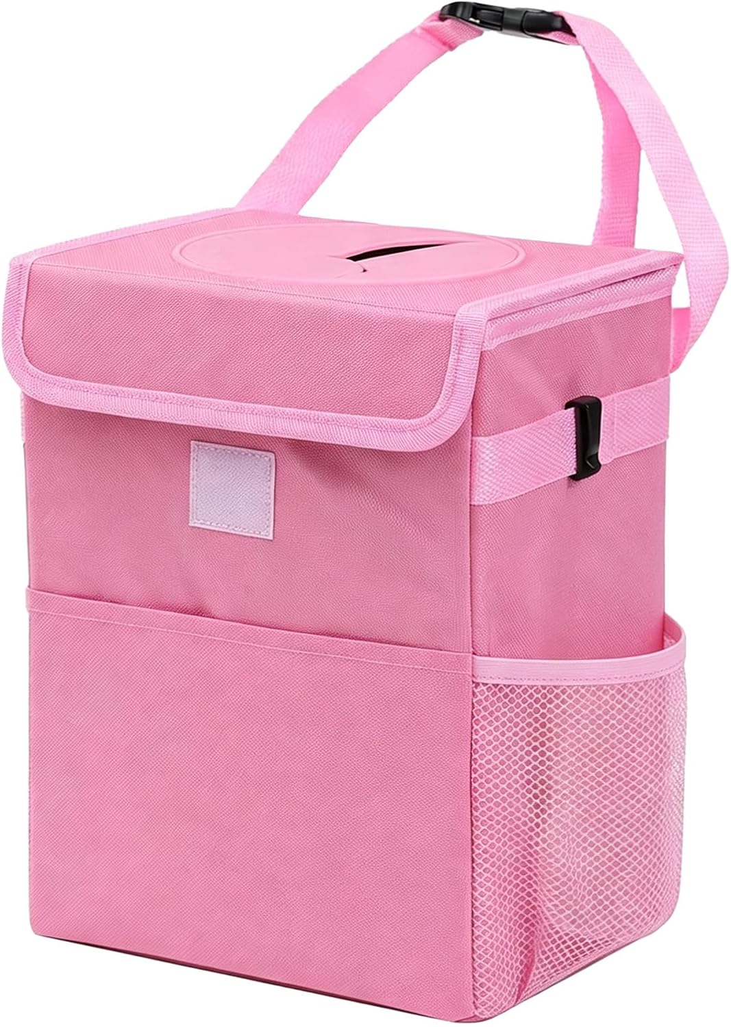 Car Trash Can with Lid, Car Garbage Can, Leak Proof Vehicle Trash Bin with 3 Storage Pockets, Universal Automotive Interior Accessories Hanging Waterproof Auto Garbage Bag for SUV Black