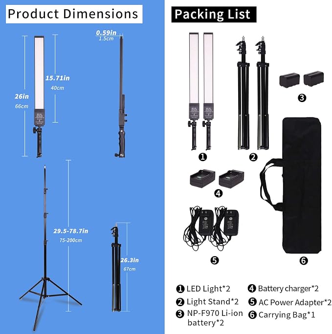 LED Video Light Battery Powered Photography Light Portable Handheld Wand
