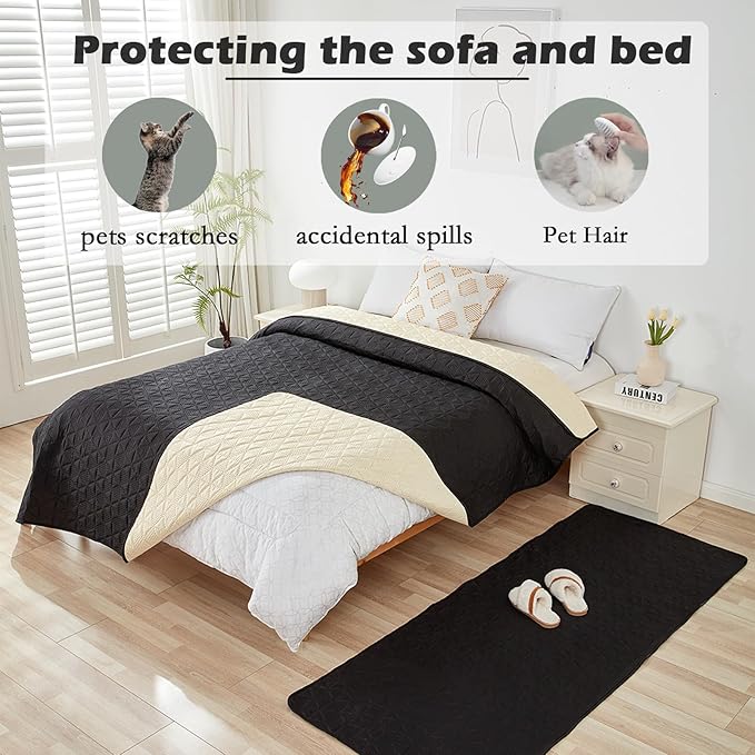 Waterproof Dog Bed Cover Pet Blanket, Soft Pet Couch Covers for Sofa Washable, Bed Couch Sofa Furniture Protector for Puppy Cat Kids (Black,170 * 210 CM)