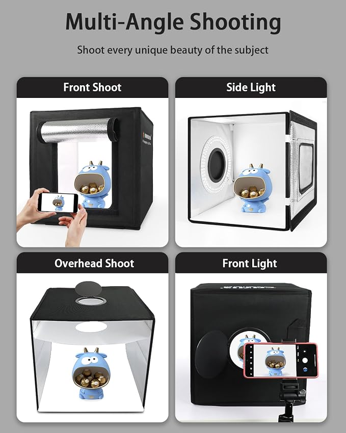 DUCLUS Light Box Photography, Portable Photo Studio Booth Box, 6 Backdrops